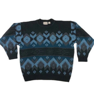 Vintage 80s Dad crew neck mens sweater Large alpine print